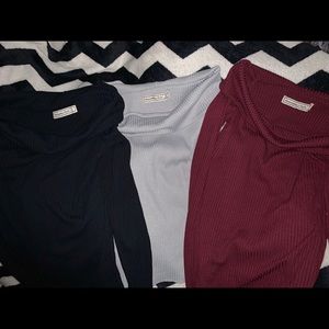 A&F light sweater tops. Perfect for spring. Three different colors to choose